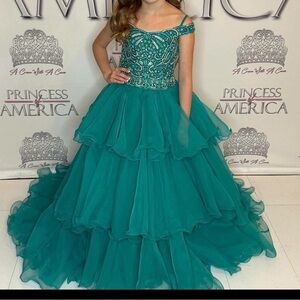 Girls Teal Tiered Sherri Hill